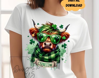 St Patrick's Day Leprecow Clipart, Shirt Sublimation Design (Digital Download)