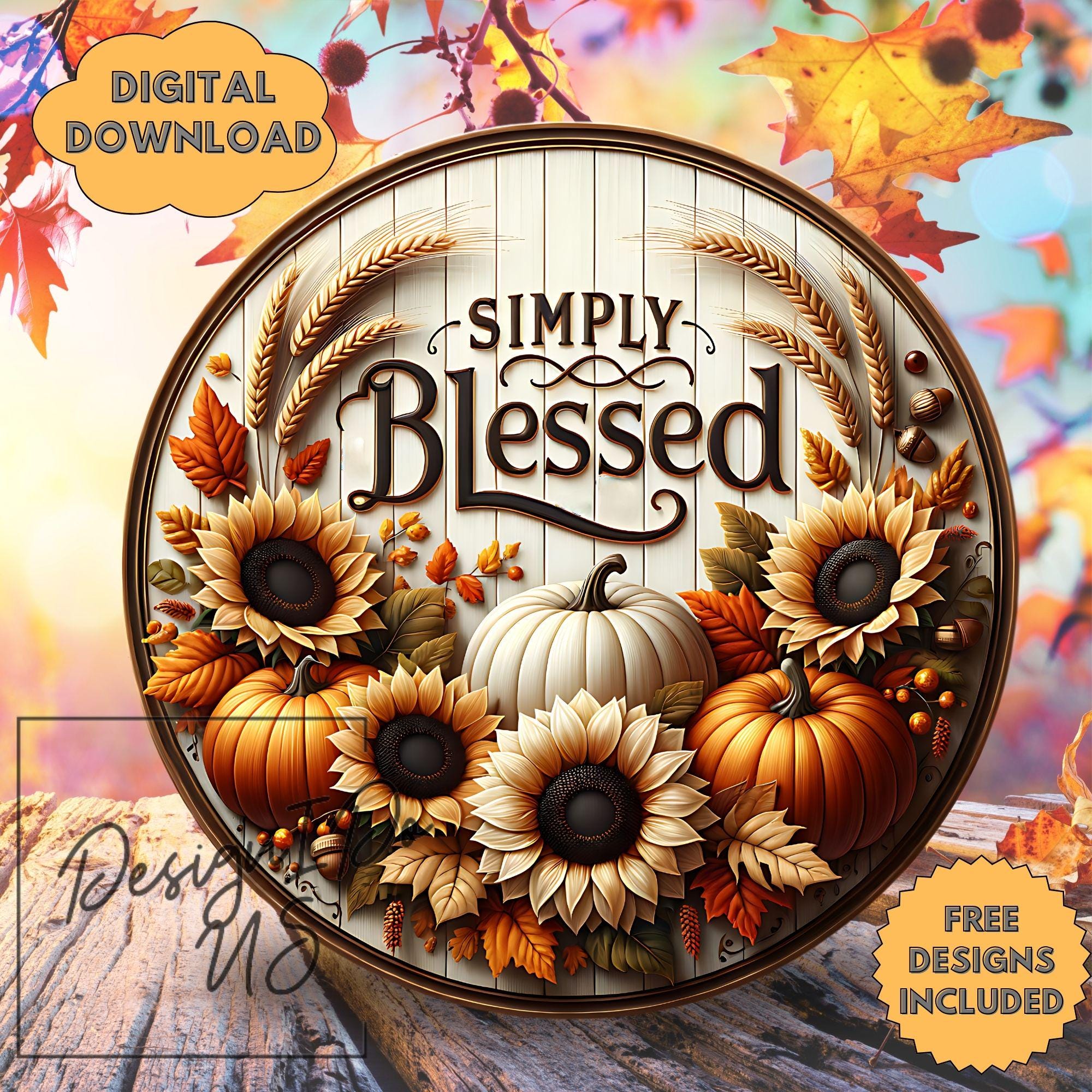3D Fall Welcome PNG, Autumn Sublimation Png, Pumpkin Wreath Sign