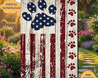 Patriotic Welcome Sign, Pet Garden Flag Sublimation PNG (Digital Download), Paw House, Patio Decor
