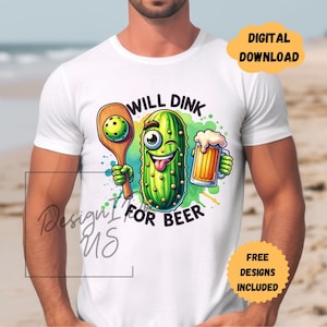 Pickleball Clipart, lustiges Shirt Sublimation Design digitaler Download PNG, Aufkleber Sofort-Download, wird für Bier Tshirt PNG, Glas Tasse PNG trinken