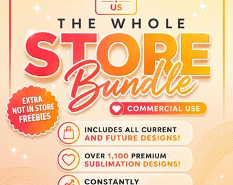 Whole Shop Sublimation Design Bundle – Round Signs, Wreath, Flag Clipart (Commercial License, Instant Download)