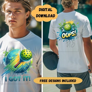 Pickleball Clipart Shirt Sublimation Vorder- und Rückseite Sublimationsdesign PNG, Paddel Spiel Abziehbild Digitaler Download, Pickleball Aufkleber PNG