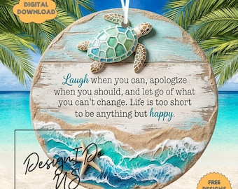 Summer Welcome Sign PNG, Inspirational Sublimation (Digital Download), Home Decor, Turtle Wreath, Wind Spinner
