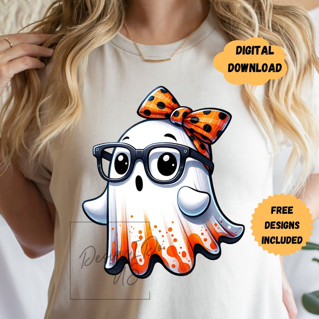 Halloween Cute Ghost With Bow Clipart Png, Coquette Ghost Shirt ...
