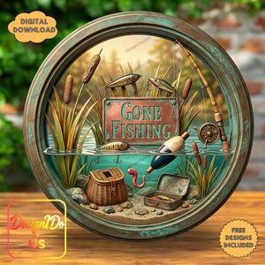 decoration fishing tackle boxes for wreaths Felt Box Ornament Dad Fathers Day Gift quality ABS+PP material skidmore-gone-fishing