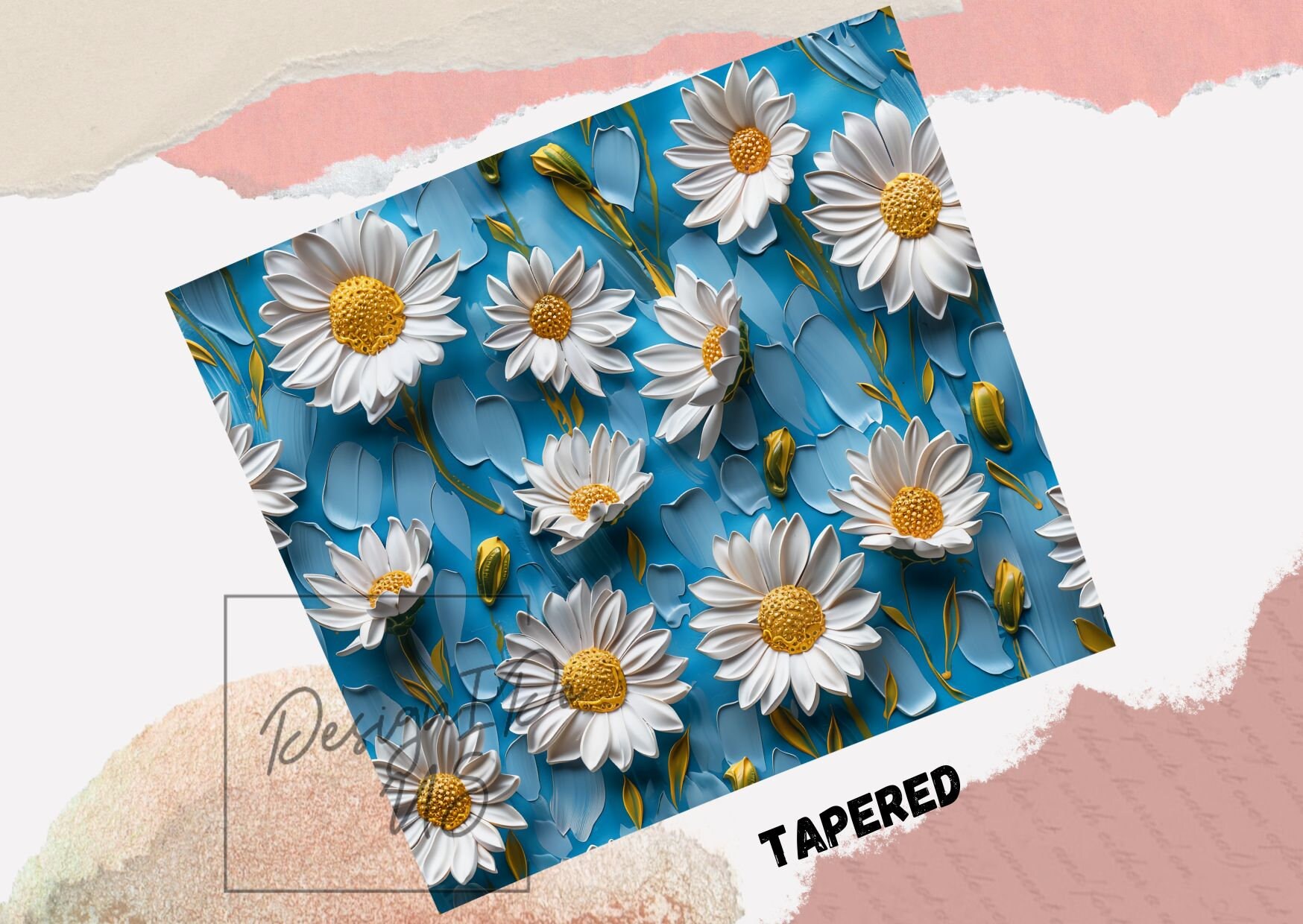 3D Daisies Seamless 20 Oz Skinny Tumbler Sublimation Design, Straight ...