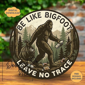 Bigfoot Welcome Sign PNG, Sasquatch Sublimation (Digital Download), Camping Home Decor, Wreath, Coaster, Spinner