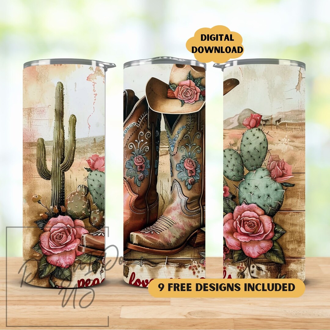 Cowgirl Western 20 Oz Skinny Tumbler Sublimation Design, Straight ...