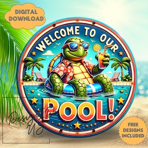 3D Welcome Png, Funny Round Sublimation Png, Natychmiastowe pobieranie cyfrowe, Znak wieńca, Klipart wieszaka na drzwi domu na plaży, Letni wiatrak