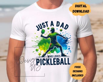 Papa Pickleball Clipart Shirt Sublimation Design digitaler Download PNG, Aufkleber Instant, nur ein Papa, der Aufkleber liebt, Glasbecher UV dtf Transfer
