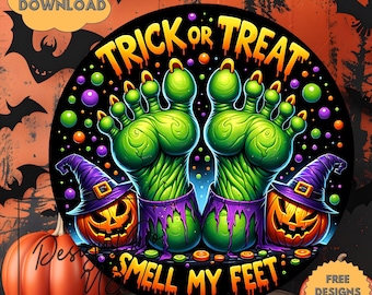 3D Halloween-welkom png, grappige monstersublimatie, kransteken & rustieke deurhanger clipart, digitale download spookachtige wind spinner kunst aan de muur