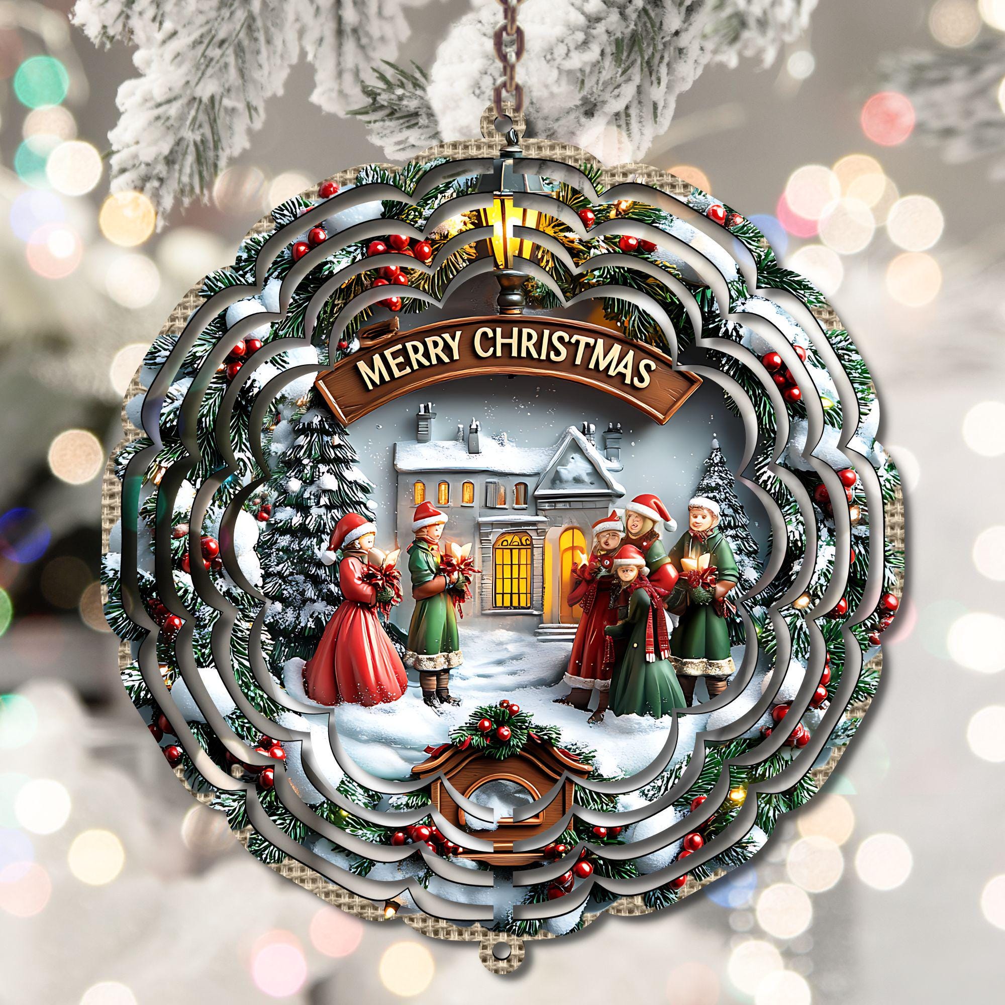 3Dヴィンテージスタイルキャロラークリスマスオーナメント昇華PNG