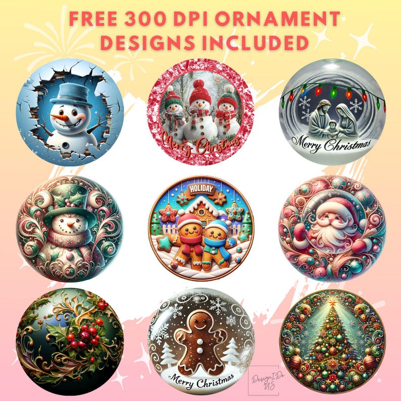 3D Santa Bauble Christmas Ornament Sublimation PNG, Instant Digital ...