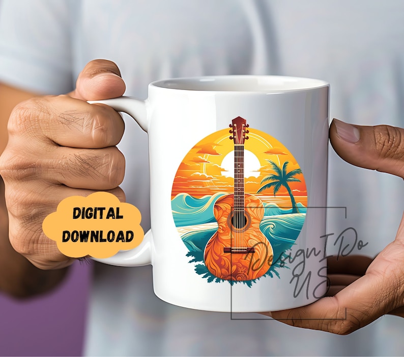 Retro Guitar Clipart Shirt Sublimation Design Digital Download PNG ...
