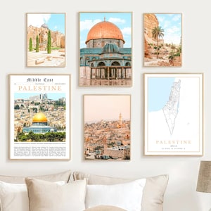 Palestine Print Set of 6, Palestine Art, Palestine Map Decor, Palestine Wall Art Photo, Palestine Travel Poster Decorations, Palestine Gift