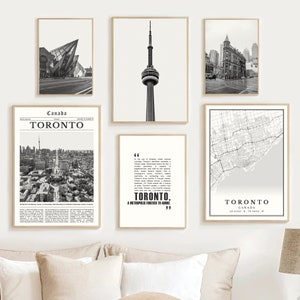 Digitale Toronto print set van 6, Toronto kaart, Toronto Art Print, Toronto muurkunst, Toronto poster, Ontario Toronto reizen, Canada decor geschenken