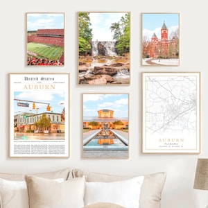 Auburn Print Set Of 6, Auburn Alabama Map, Auburn Art Decor, Auburn Wall Art Photo Auburn Digital Artwork, Auburn Travel Poster, Auburn Gift
