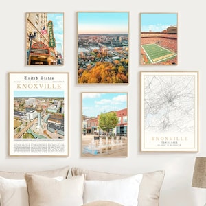 Knoxville Tennessee Wall Art Print Set: City Map & Landmark Photos (Digital Download)