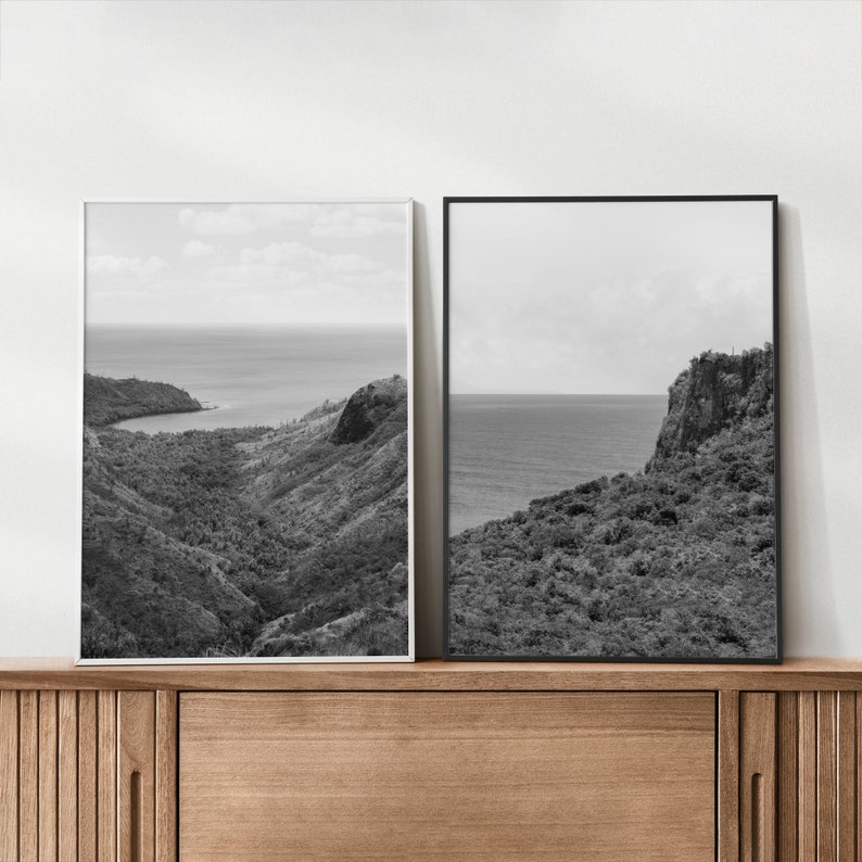 Guam Print Set of 6, Black and White Guam Map, Digital Guam Art Print, Guam Wall Art Photos