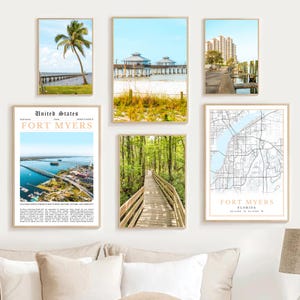 Fort Myers Print Set: Black & White Photography, Florida Travel Art (Digital Download