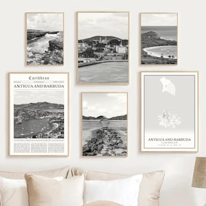 Antigua & Barbuda Print Set: Black and White Caribbean Decor (Digital Download)