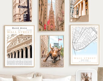 Wall Street Photography Print Set: New York City Map (Digital Download)