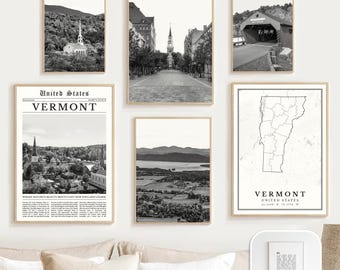 Vermont Photo Print Set: Black and White Wall Art (Digital Download)