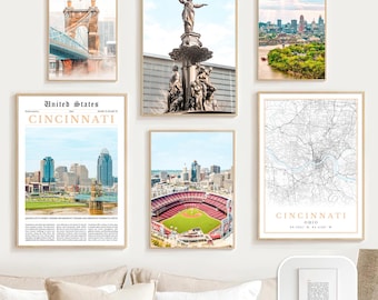 Cincinnati Skyline Art Print Set: Ohio Travel Poster (Digital Download)