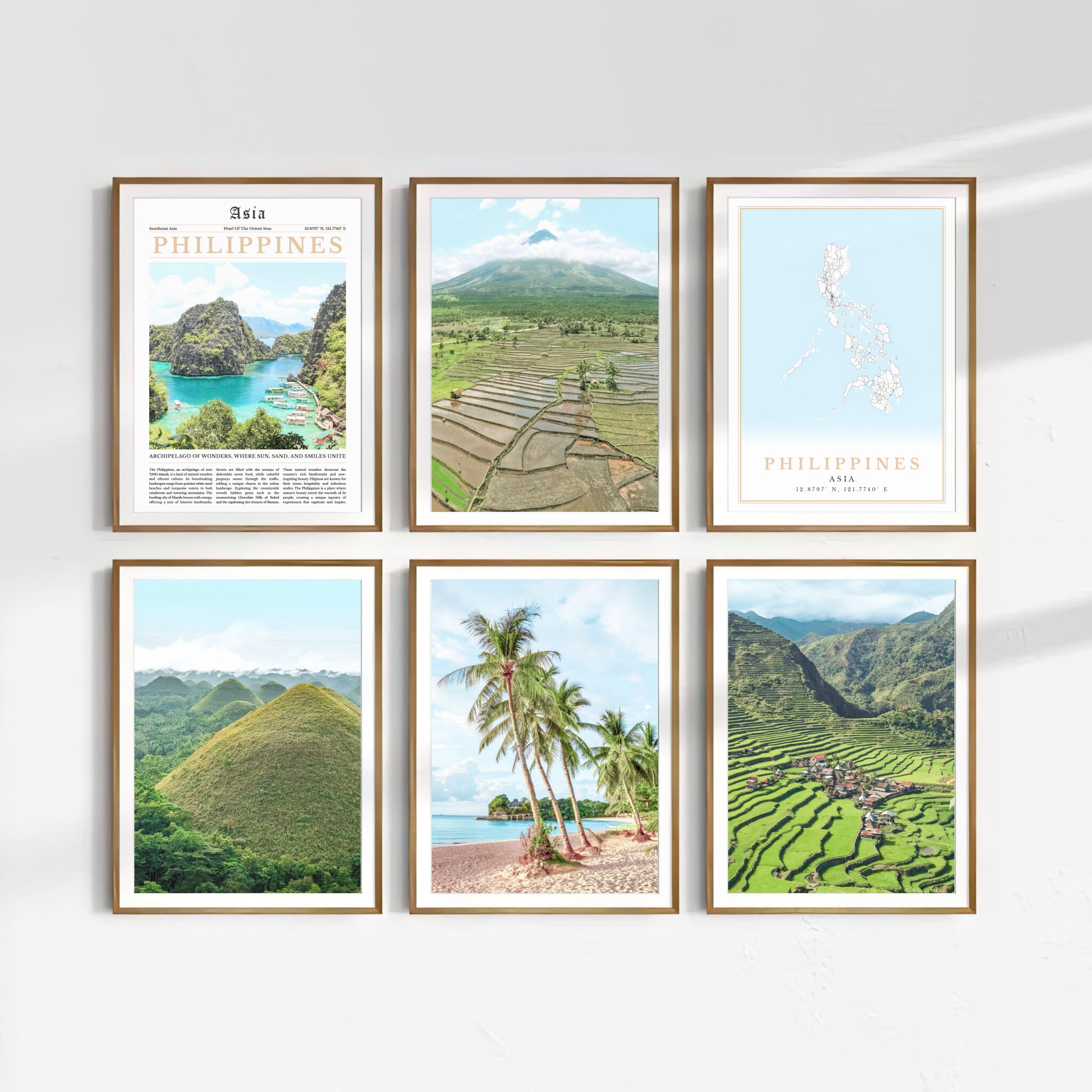 Philippines Print Set of 6, Philippines Map Home Decor, Philippines