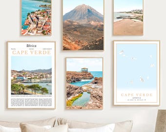 Cape Verde Travel Poster Set: Mindelo, Fogo, Praia (Digital Print)