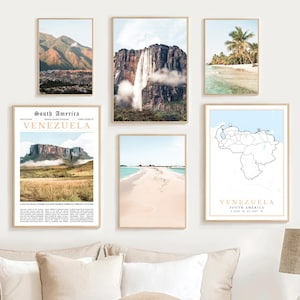Venezuela Prints Set Of 6, Digital Venezuela Art, Venezuela Wall Art Photos, Venezuela Map Decor, Venezuela Travel Poster, Venezuela Gifts