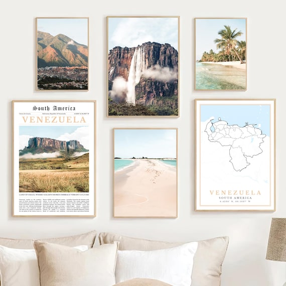 Venezuela Prints Set Of 6, Digital Venezuela Art, Venezuela Wall Art Photos, Venezuela Map Decor, Venezuela Travel Poster, Venezuela Gifts