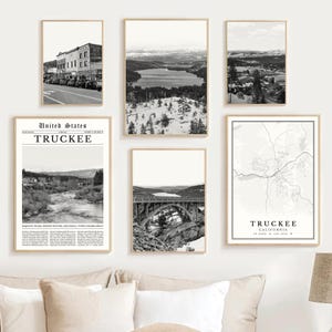 Truckee California Print Set Of 6, Black and White Truckee Map Decor, Truckee CA Wall Art Photo, Digital Truckee Travel Poster, Truckee Gift