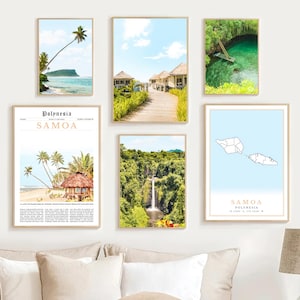 Samoa Prints Set Of 6, Digital Samoa Map Decor, Samoa Wall Art Photo, Island Samoa Travel Poster, Samoan Printable Picture, Polynesian Gifts