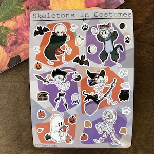 Skeletons in Costumes | Weatherproof Sticker Sheet