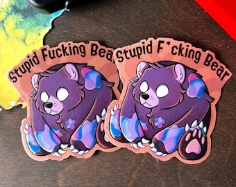 Mr. Grizz Stupid Bear Sticker | Splat Inspired | Weatherproof Sticker