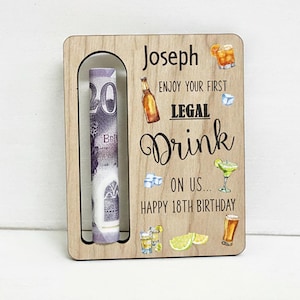 18th Birthday Money Gift | 18th Money Wallet | 18th Birthday for Him | First Legal Drink 18th Birthday Money Holder, Birthday Boy Beer Money image 1