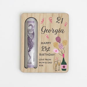 21st Birthday Money Gift - 21st Money Wallet - 21st Birthday for Her - 21st For Women - 21st Birthday Money Holder - Birthday Girl afbeelding 2