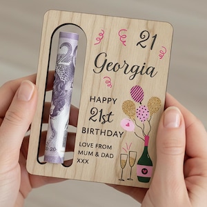 21st Birthday Money Gift - 21st Money Wallet - 21st Birthday for Her - 21st For Women - 21st Birthday Money Holder - Birthday Girl afbeelding 1