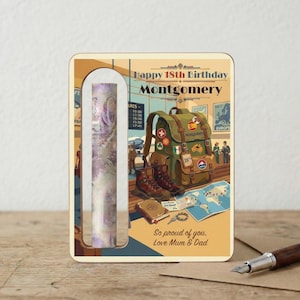 Personalised Gap Year Fund 18th Birthday Money Holder | Cherrywood Backpacker Gift | Travel