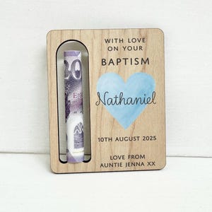 Baptism Gift for Baby Boy, Personalised Money Card Holder, Christening Gift, Baptism Money Keepsake