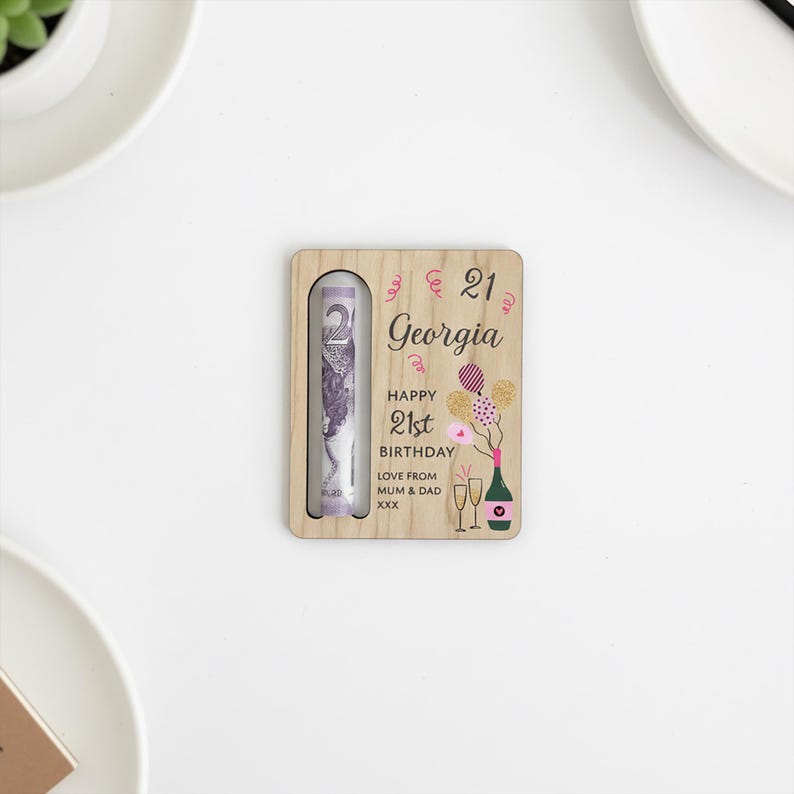 21st Birthday Money Gift - 21st Money Wallet - 21st Birthday for Her - 21st For Women - 21st Birthday Money Holder - Birthday Girl afbeelding 2
