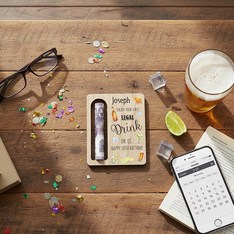18th Birthday Money Gift | 18th Money Wallet | 18th Birthday for Him | First Legal Drink 18th Birthday Money Holder, Birthday Boy Beer Money image 11