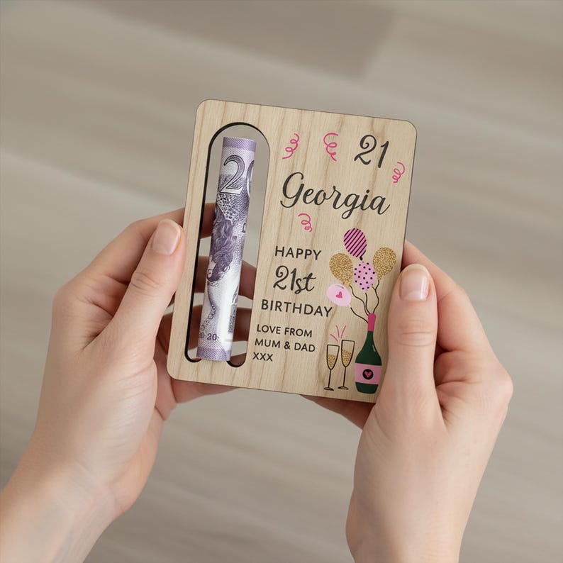 21st Birthday Money Gift - 21st Money Wallet - 21st Birthday for Her - 21st For Women - 21st Birthday Money Holder - Birthday Girl afbeelding 1