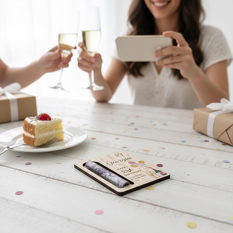 21st Birthday Money Gift - 21st Money Wallet - 21st Birthday for Her - 21st For Women - 21st Birthday Money Holder - Birthday Girl afbeelding 3