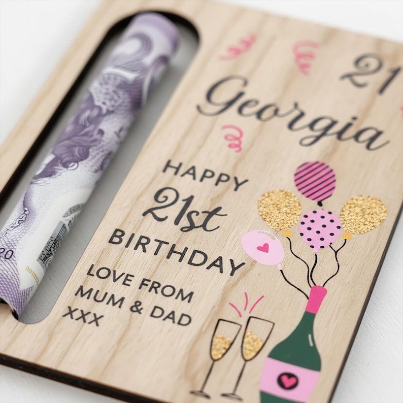 21st Birthday Money Gift - 21st Money Wallet - 21st Birthday for Her - 21st For Women - 21st Birthday Money Holder - Birthday Girl afbeelding 7