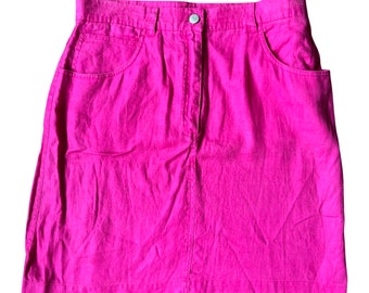 vintage Y2K 00s ralph lauren hot pink linen mini skirt size 12 31”