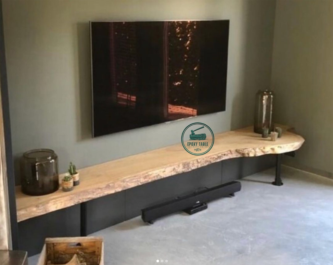 Modern Walnut Tv Unit Live Edge Tv Unit Walnut Console Etsy