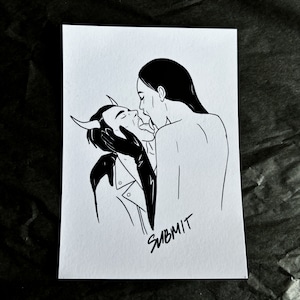 Envoyer / Cadeau gothique Love Saint-Valentin / Devil Kinky Fetish Dark Lovers / Mini impression d'art / Carte postale