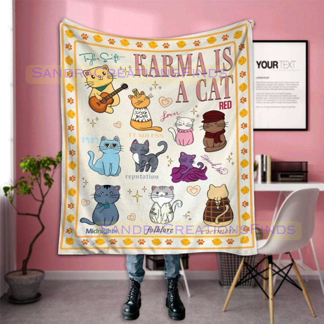 Karma is A Cat Swift Blanket Swiftie Blanket Eras Tour Etsy